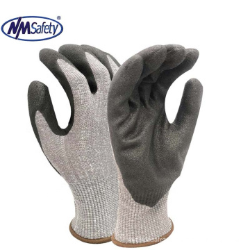 NMSAFETY 13 gauge anti cut liner coated sandy nitrile palm work industrial gloves.ANSI CUT A5